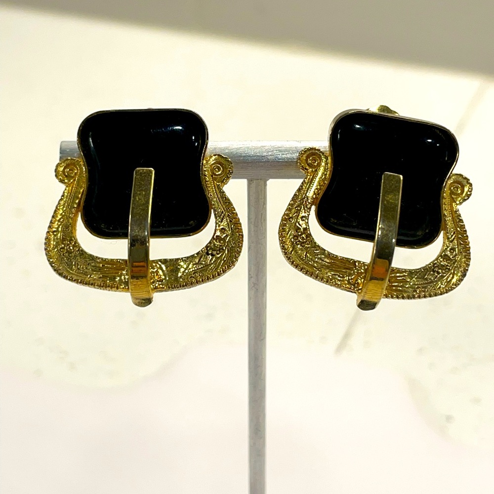 Vintage belt buckle earrings